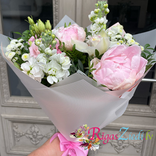 A bouquet of peonies and summer flowers