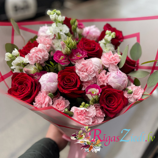 Bouquet of flowers, roses, peonies, mix