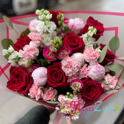 Bouquet of flowers, roses, peonies, mix