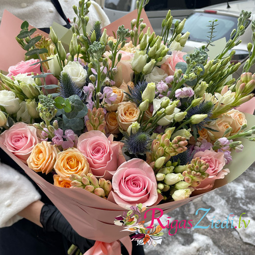An airy bouquet of seasonal flowers