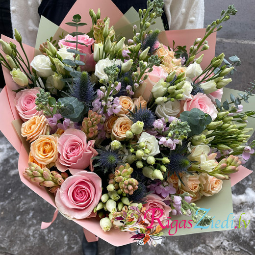 An airy bouquet of seasonal flowers