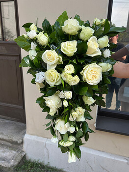 Funeral Strauss (white roses, greens)