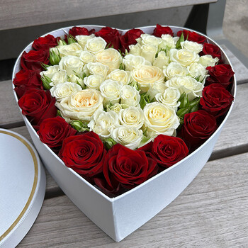Roses in a heart-shaped box