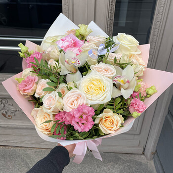 Bouquet of flowers in pastel colors mix