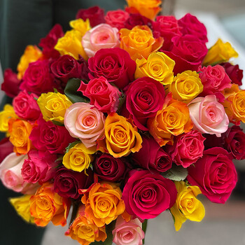 51 roses in different colors
