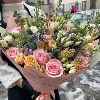 An airy bouquet of seasonal flowers