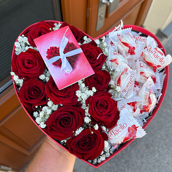 Roses in a heart-shaped box