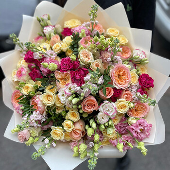 A bouquet of flowers in bright colors