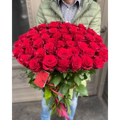 51 long, red premium rose