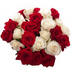 Букет из красных и белых роз